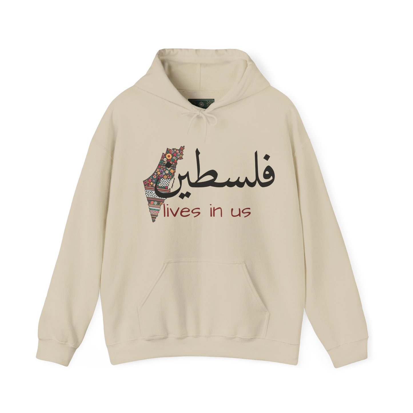 "Palestine Lives in Us" & Plain back Hoodie – Cultural Pride & Solidarity in 8 Colors